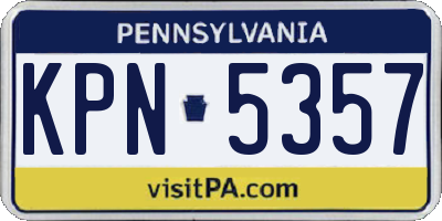 PA license plate KPN5357