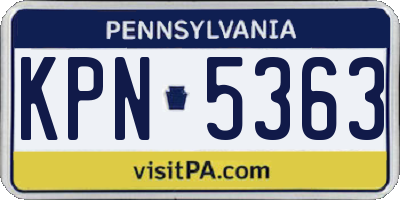 PA license plate KPN5363