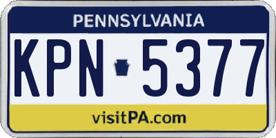 PA license plate KPN5377