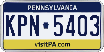 PA license plate KPN5403