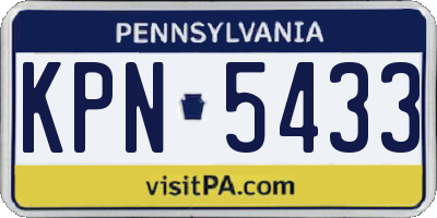 PA license plate KPN5433