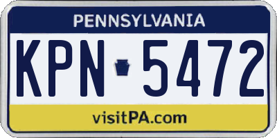 PA license plate KPN5472