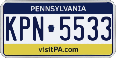 PA license plate KPN5533