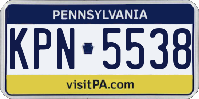 PA license plate KPN5538