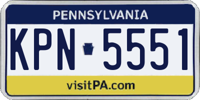 PA license plate KPN5551