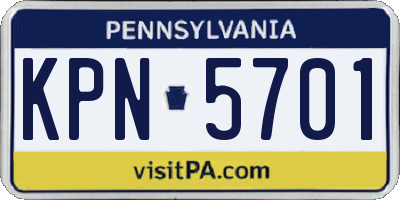 PA license plate KPN5701