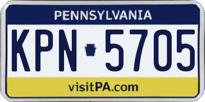 PA license plate KPN5705