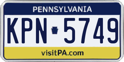 PA license plate KPN5749