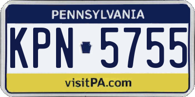 PA license plate KPN5755