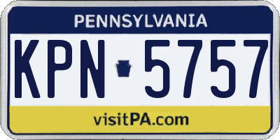 PA license plate KPN5757
