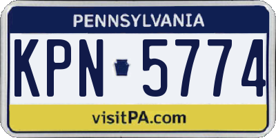 PA license plate KPN5774