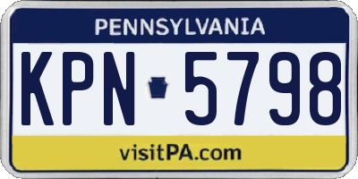 PA license plate KPN5798