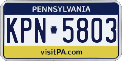 PA license plate KPN5803