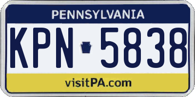 PA license plate KPN5838