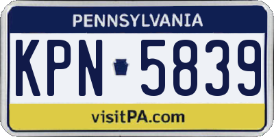 PA license plate KPN5839