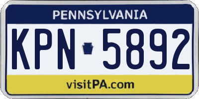 PA license plate KPN5892