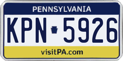 PA license plate KPN5926