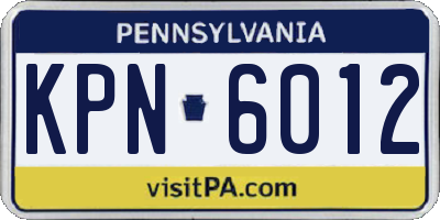 PA license plate KPN6012