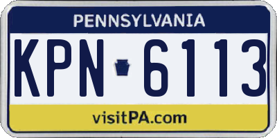 PA license plate KPN6113
