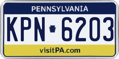 PA license plate KPN6203