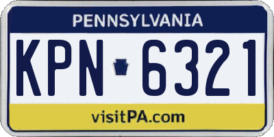 PA license plate KPN6321