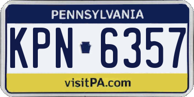 PA license plate KPN6357