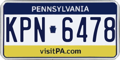 PA license plate KPN6478