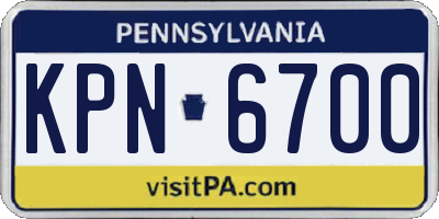 PA license plate KPN6700