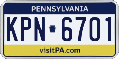 PA license plate KPN6701