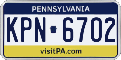 PA license plate KPN6702