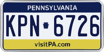 PA license plate KPN6726