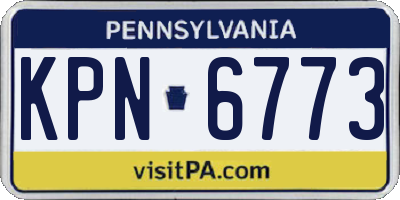 PA license plate KPN6773