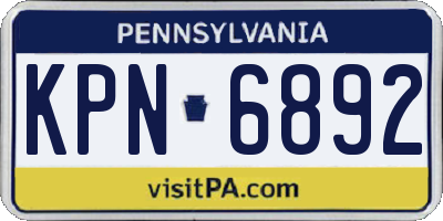 PA license plate KPN6892