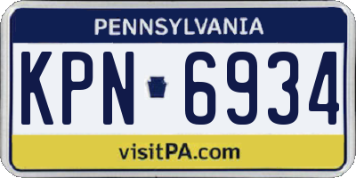 PA license plate KPN6934
