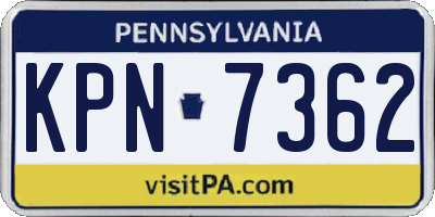 PA license plate KPN7362