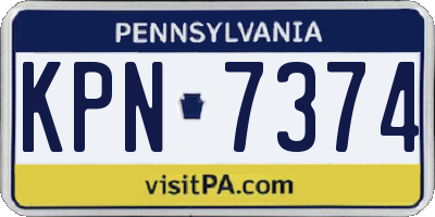 PA license plate KPN7374