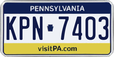 PA license plate KPN7403