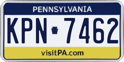 PA license plate KPN7462