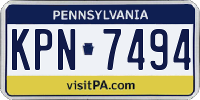 PA license plate KPN7494