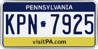 PA license plate KPN7925