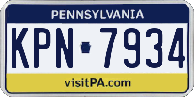 PA license plate KPN7934