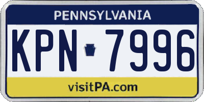 PA license plate KPN7996