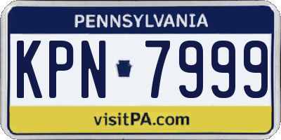 PA license plate KPN7999