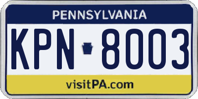 PA license plate KPN8003