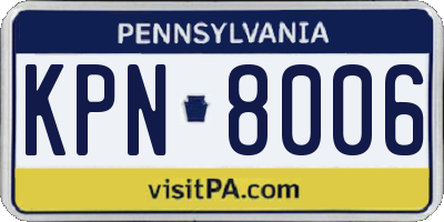 PA license plate KPN8006
