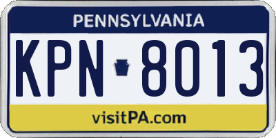 PA license plate KPN8013