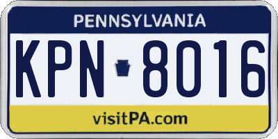 PA license plate KPN8016