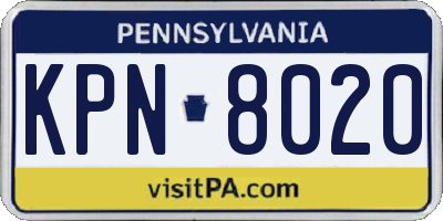 PA license plate KPN8020
