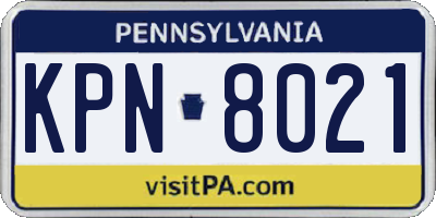 PA license plate KPN8021