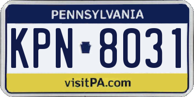 PA license plate KPN8031